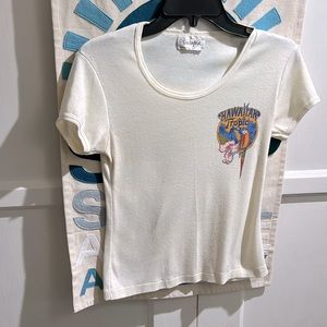 Womens Small - Juniors large off white Hawaiian tropic Harles Desigtler Tee